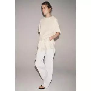 ZARA 레이스 콤비 티셔츠 - 크림 4813/325/712 684638