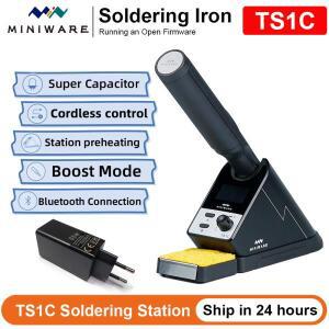 MINIWARE TS1C 무선 납땜 스테이션, 블루투스 4.2 내장, 750F 슈퍼 커패시터, T80P TS-B02 납땜 인두 팁, 4