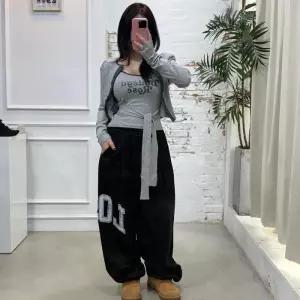 [옷자락]여자 스트릿 힙 스판 크롭 긴팔 가디건 나시세트