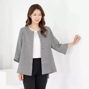 엄마옷 모슬린 엄마옷 자켓 7부 체크 정장 A라인 라운드 605HJK117 중년여성/50대/60대/70대/빅사이즈/할머