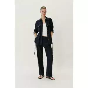 ZARA 링클 이펙트 스트레이트 팬츠 - 네이비 4387/182/401