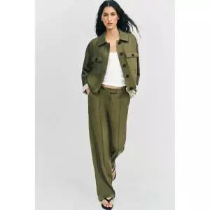 ZARA 로 라이즈 스트레이트 팬츠 - 카키 2753/235/505