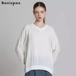 [보니스팍스(Bonispax)] 브이넥 밑단밴딩 블라우스 (택가격: 119000원)