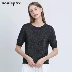 [보니스팍스(Bonispax)] 펄 라운드 반소매 니트 (택가격: 78000원)