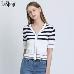 [르샵(LeShop)] 스트라이프 배색 브이넥 가디건 (택가격: 139000원)