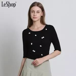 [르샵(LeShop)] 스퀘어넥 데이지자수 반팔니트 (택가격: 129000원)