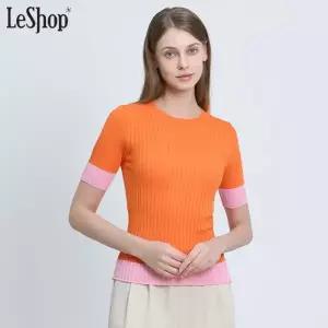 [르샵(LeShop)] 배색 포인트 옆트임 반팔니트 (택가격: 89000원)