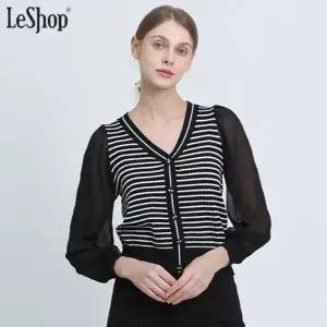 [르샵(LeShop)] 브이넥 쉬폰소매 긴팔 니트 (택가격: 99000원)