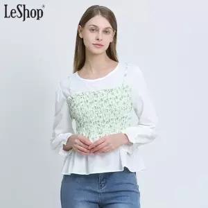 [르샵(LeShop)] 배색 스모킹 뷔스티에 블라우스 (택가격: 89000원)