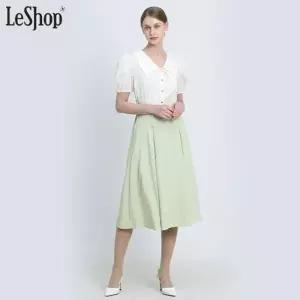 [르샵(LeShop)] 콩단추 핀턱 롱 스커트 (택가격: 89000원)