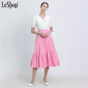 [르샵(LeShop)] 셔링 코튼 뒷밴딩 롱 스커트 (택가격: 129000원)