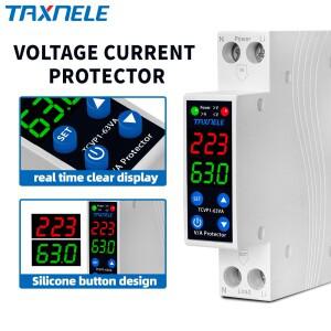 18MM 1P+N 63A 230V 듀얼 디스플레이 조절식 디지털 과전압 릴레이 서지 보호기