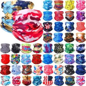 Jagely 50pcs 남성용 여름 넥 게이터 페이스 마스크 벌크 자외선 차단 멀티 쿨링 스카프 반다나 발라클라바
