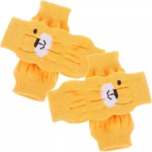 POPETPOP 4개 강아지 무릎 보호대 양말 카툰 웜 펫 겨울 다리 야외용 미끄럼 방지 워머