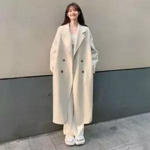 모직코트 여성 베이직 모직 롱 코트 겨울 따뜻한 기본 아우터