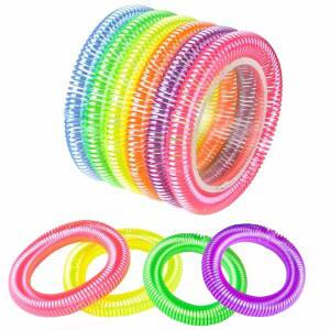 ARTCREATIVITY 네온 스프링 팔찌 - 다양한 있는 손목 재미있는 12개 카니발 팩 신축성 색상의 선물, 상품, 필러, 가방 파티 플라스틱 밴드 선물