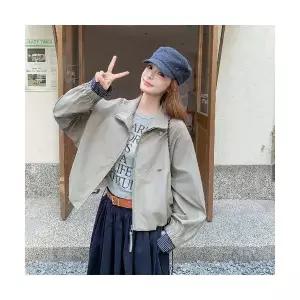 인기 봄 코트 빈티지 재킷 상의 쇼트 체크 캐주얼 스포M1