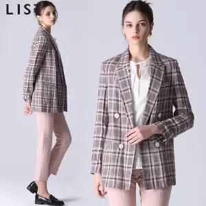 리스트 린넨 체크 오픈 프론트 재킷 589893Moony