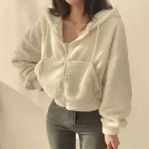 델라피코 크롭 양털후드 집업