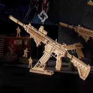 m416 나무총 우드 퍼즐 작동 장난감 아트 키덜트 완구 모델 고무줄총 집중력 총모형