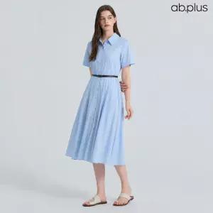 [ab.plus] 벨트 세트 셔츠 플레어 롱 원피스 (LSA2MO49A)