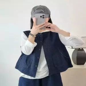볼사스 청 여친 캐주얼 블레이저 라운드 포켓 싱글 조끼 ADOR1