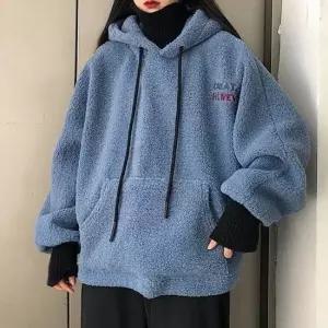 오버핏 뽀글이 후드티 양털 후리스 후드