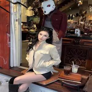 가을 빈티지 여성 상의 무스탕 자켓 코트 테일러드 하이넥 긴팔 원픽3
