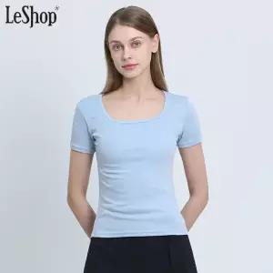 [르샵(LeShop)] 스퀘어넥 골지 반팔티 (택가격: 39000원)