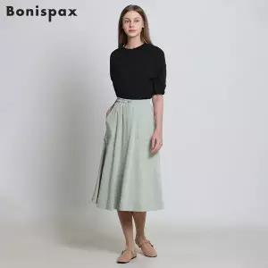 [보니스팍스(Bonispax)] 니트배색 밴딩 저지 스커트 (택가격: 139000원)