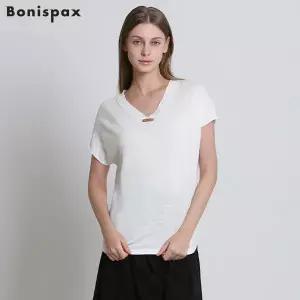 [보니스팍스(Bonispax)] 레더패치 린넨 V넥 니트 (택가격: 89000원)