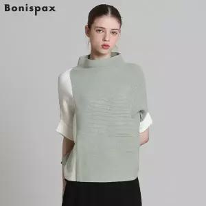 [보니스팍스(Bonispax)] 컬러배색 반팔소매 니트 (택가격: 139000원)
