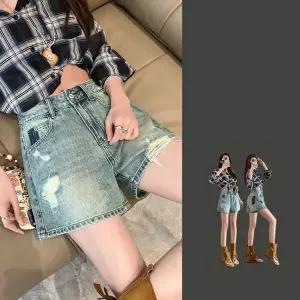 여성 A라인 데님 숏팬츠 하이웨스트 핫팬츠