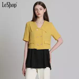 [르샵(LeShop)] 더블버튼 카라 크롭자켓 (택가격: 179000원)