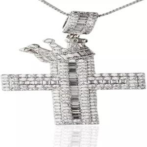 할루카카 남성용 모이사나이트 크로스 펜던트 목걸이 프리미엄 4.0ct 토탈 랩 그로운 다이아몬드 18K