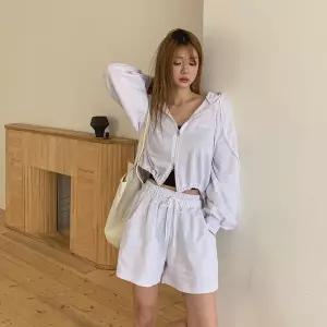 [하프클럽/옷자락]여자 편안한 루즈핏 후드 집업 밴딩 쇼츠 트레이닝 세트