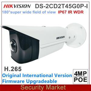 원래 영어 Hikvision DS-2CD2T45G0P-I 4MP 슈퍼 와이드 앵글 IP67 180 ° 고정 총알 네트워크 카메라