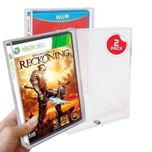 DVD 게임용으로 디자인된 에보레트로 아크릴 디스플레이 케이스 (Wii /GameCube /PS2 /Xbox /Xbox360) - 자외선 차단 기능이 있는 클리어 게임 박스 프로텍터 레트로 게임용 4MM 두께 보호 (2팩)