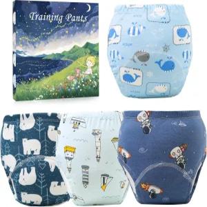 용 화장실 트레이닝 바지 면 흡수성 속옷 2T-5T 부드러운 및 캐릭터 누수 방지 4PCS S