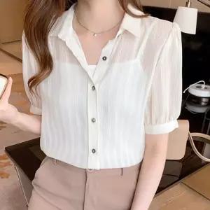 여름 슬림핏 민소매 티셔츠 레이어드 투명 블라우스 셔링 롱기장 가벼운셔츠 여성의류 데일리패션 여름블라우스