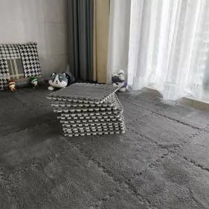 0Pcs 30 30CM 크리 에이 티브 플러시 퍼즐 폼 바닥 매트 퍼즐 카펫 따뜻한 Playmat 맞물리는 운동 타일 푹 영역 러그 Dark Blue 2 0Pcs