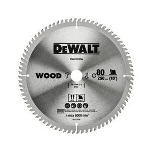 디월트 10인치 목재용 원형톱날 DWA10280W 80T