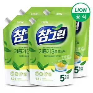 참그린 녹차 기름기 뽀드득 주방세제 1.2L리필 4개