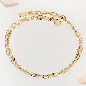 14K 18K 콤비 두줄 팔찌 17.5cm 스트롬 여성 패션 핑크골드 금팔찌