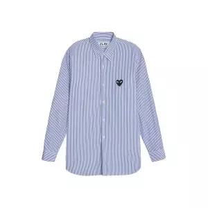 [꼼데가르송][명품] 꼼데가르송 26SS 여성 블랙 하트 스트라이프 셔츠 블루 AX B018