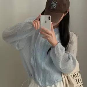 여리핏 살타방지 도트 쉬폰 바람막이 후드집업 여름 시스루 가벼운 땡땡이 점퍼 비치웨어 에어컨바람막이 장마철 나들이룩 간절기아우터 p6422w