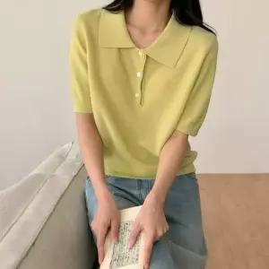 디얼마미 린넨 쿨링 반팔 니트 티 마담 미시 중년 여성 빅사이즈 40대 50대