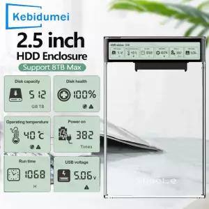 스마트 디스플레이 25인치 HDD SSD 케이스 USB32 Gen2 투명 외장 인클로저 5Gbps 하드 드라이브 휴대용