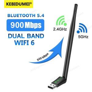 900Mbps USB WiFi 블루투스 5.4 어댑터 2in1 네트워크 카드 듀얼 밴드 2.4G 5GHz 안테나 미니 무선 수신기