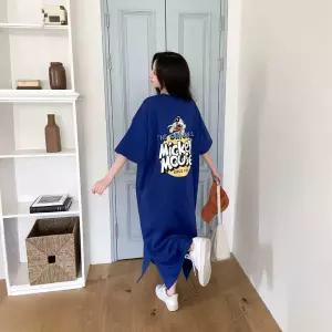 봉봉 롱원피스 미키 여행 여름 디즈니정품 바캉스 면혼방 데일리 루즈핏 반팔 20대 여성